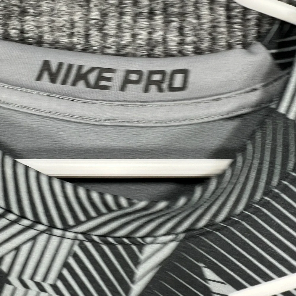 Nike Pro Shirt Youth Boys XL Extra Large Black Geometric Long Sleeve Compression